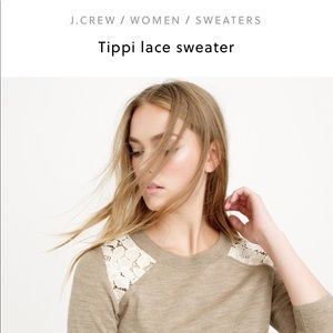 J. Crew Navy Tippi Sweater w Lace Shoulder Panels